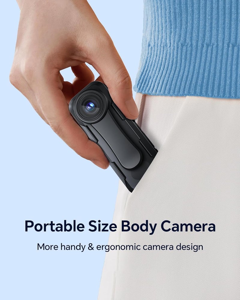 BOBLOV W1 64GB HD 1080P Body Worn Camera, Wearable Body Cam with 2 Clips, Loop Recording Body Camera Support Time Stamp, Back Clip for Traveling, Driver, Delivery Man, Lecture Recording - Image 2